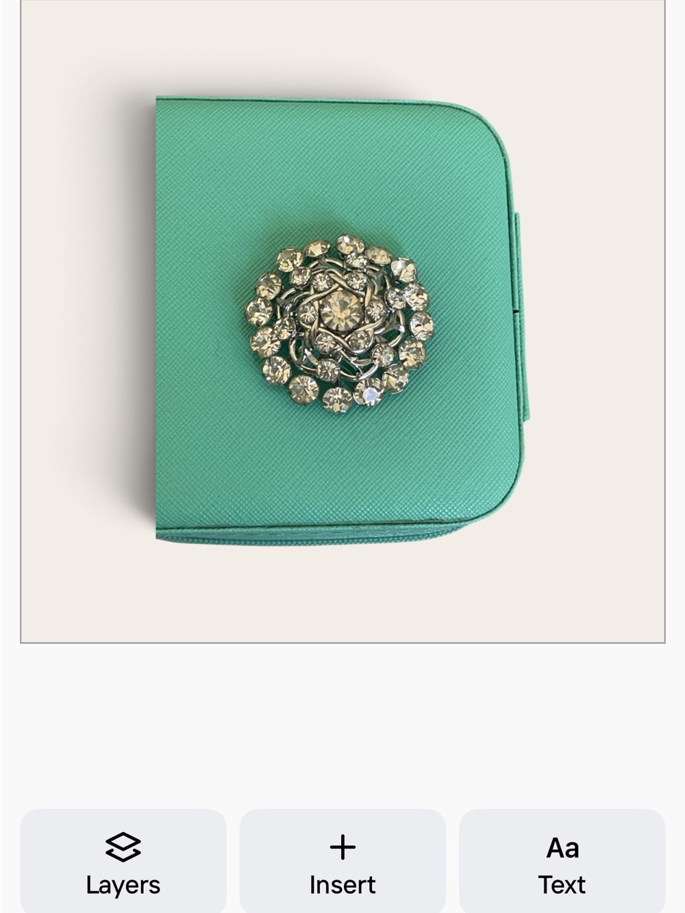 Elegant Teal Women's Wallet with Rhinestone Brooch